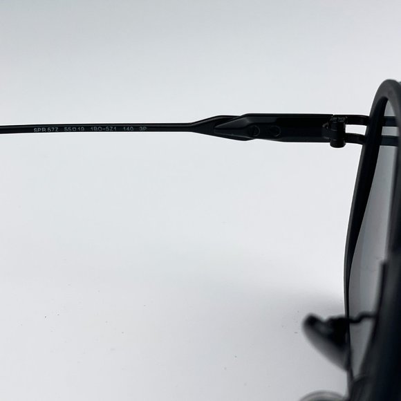 Prada PR57ZS 1BO5Z1 Sunglasses Matte Black Polarized Grey Pilot Metal Unisex - Picture 9 of 9